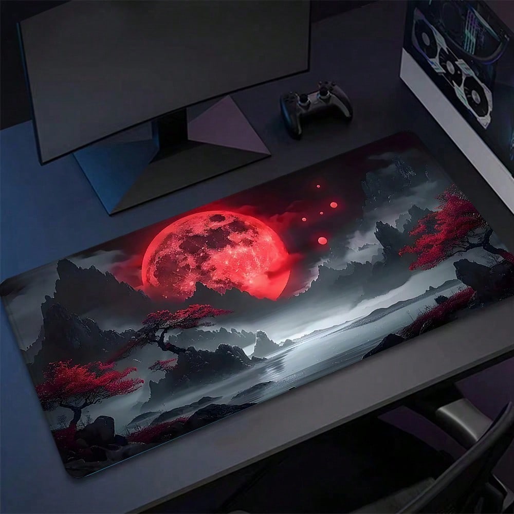 Esports Gaming School - Blood Moon Mouse Pad Aesthetic Design