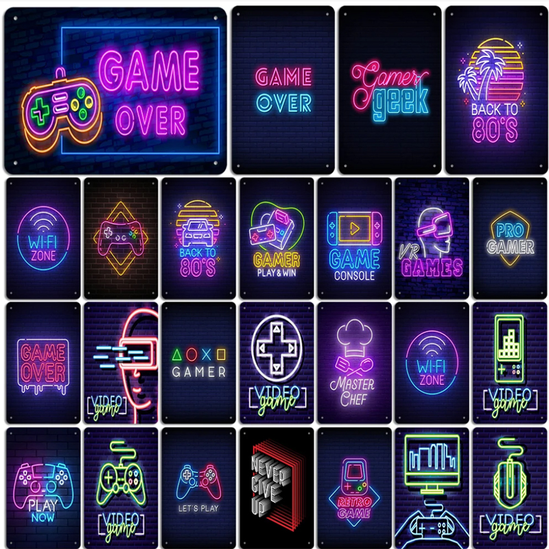 Esports Gaming Video - Neon Video Game Metal Tin Signs